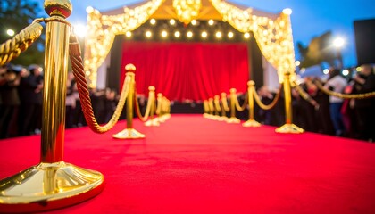 Red carpet event, golden rope barriers