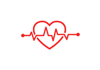 Red Heart with EKG Line Graphic isolated on transparent background