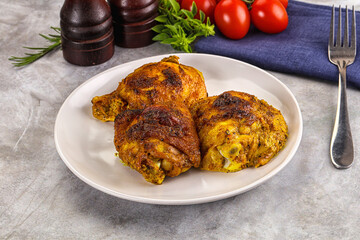Roasted chicken thighs  with spices