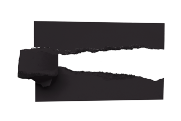 Black torn paper isolated on transparent background