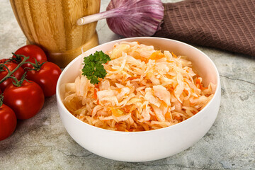 Homemade Fermented pickled cabbage sauerkraut