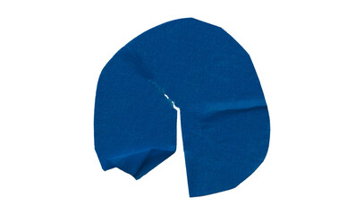 Blue circle masking tape sticker with crumpled edges, separate crumpled round paper on transparent background.
