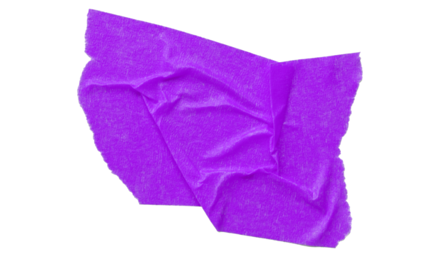 Separate purple torn paper tape on transparent background