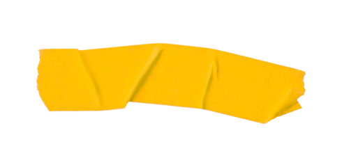 Yellow torn paper tape isolated on transparent background