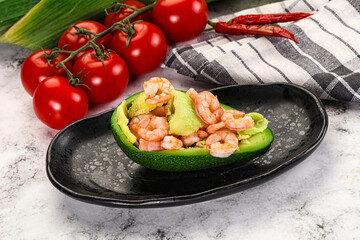 Dietary avocado cut with prawn