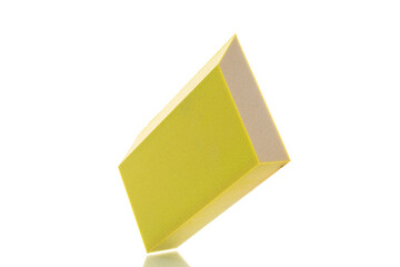 Sanding paper for hand sanding, macro, isolated on white background.