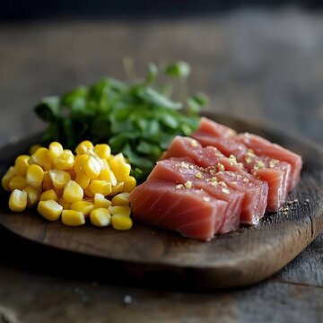Corn and tuna, seafood dish