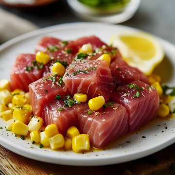 Tuna salad with corn kernels
