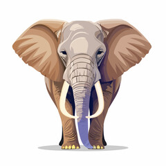 A gray pachyderm with a large trunk is standing on a white background