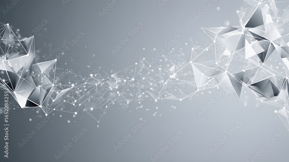 Poster abstract geometric design with interconnected shapes.