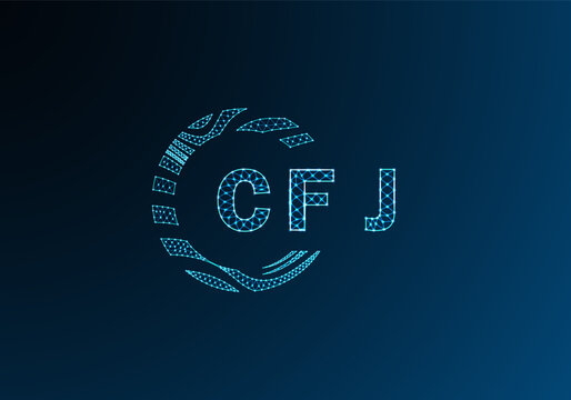 CFJ low poly letter logo vector design. CFJ lower poly logo design. CFJ unique low poly logo design.