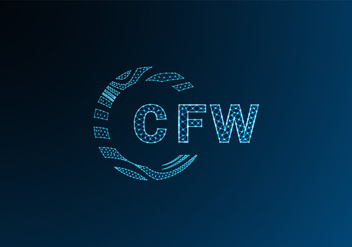 CFW low poly letter logo vector design. CFW lower poly logo design. CFW unique low poly logo design.