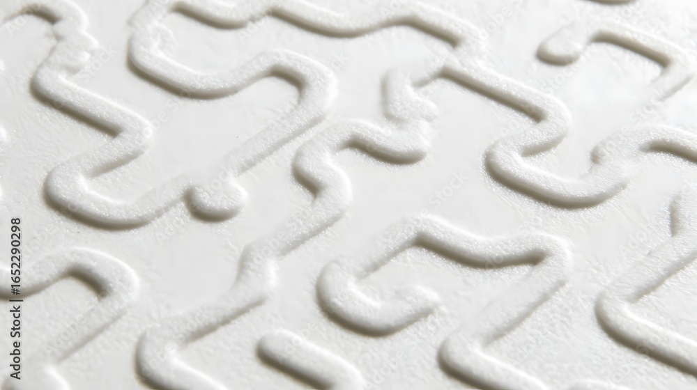 Poster abstract pattern of embossed lines on a white surface.