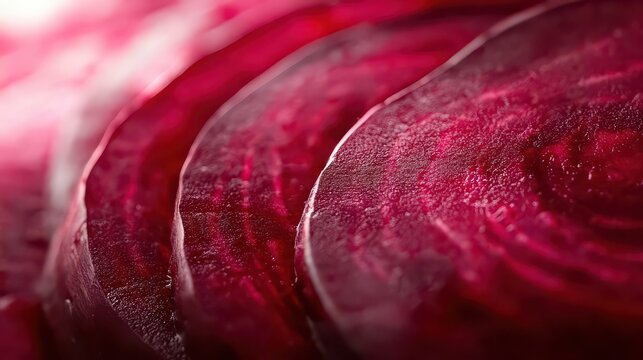 Close up of sliced beets showing texture and vibrant color