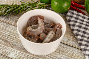 Raw peeled shrimp for cooking