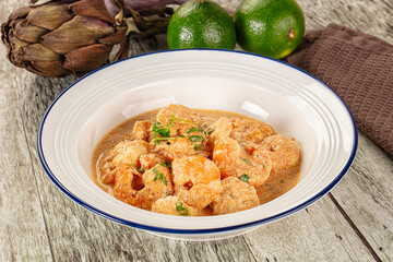 Prawn in white cream sauce