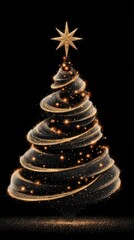 Elegant christmas tree design with sparkling star for holiday decor