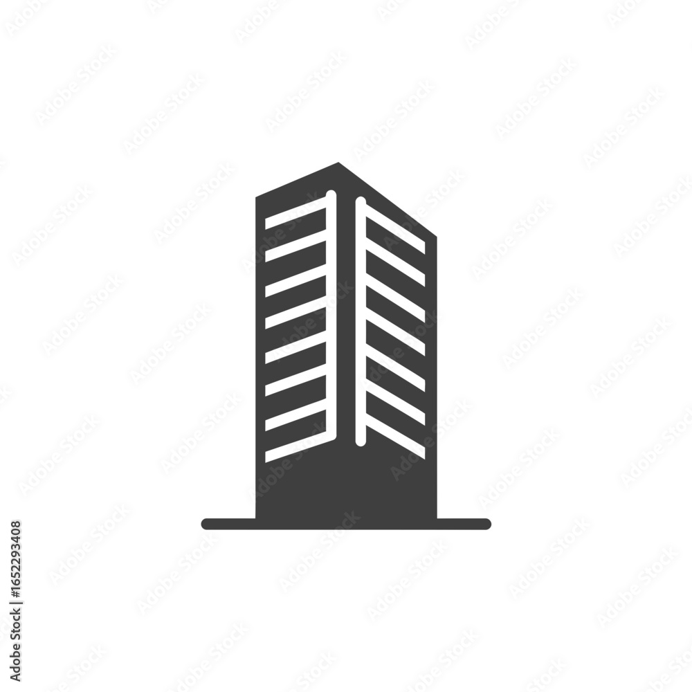 Aufkleber modern skyscraper vector icon with geometric window patterns and minimalist base, concept for urban 