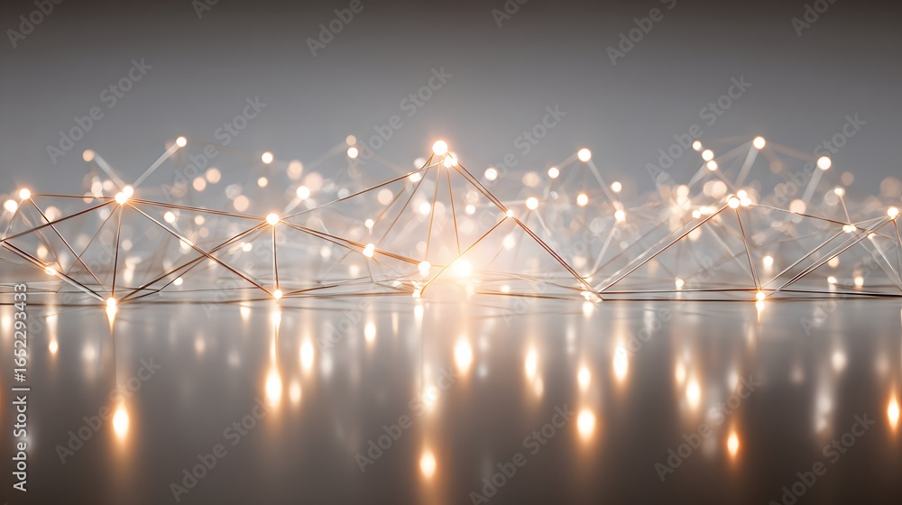 Aufkleber abstract network design with glowing points and lines.