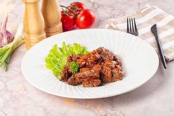 Hungarian goulash with beef meat
