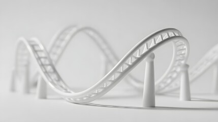 A miniature roller coaster model, pure white.