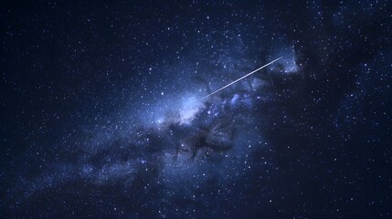 Milky way galaxy with a shooting star.