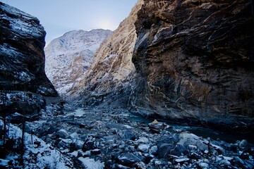 mountain river in winter