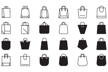 Shopping Bag Vector Icon Set for Retail and Packaging