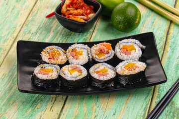 Koream homemade roll Kimbap with nori seaweed