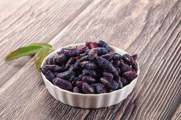 Sweet juicy ripe honeysuckle berries