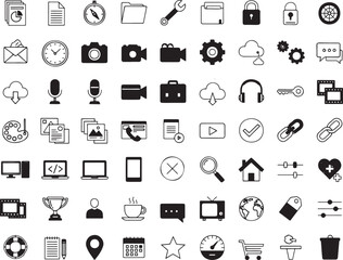 Fototapeta premium Technology and digital icon set in minimal vector style