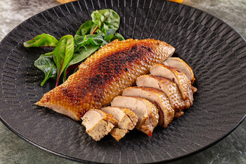 Roasted duck breast with slices
