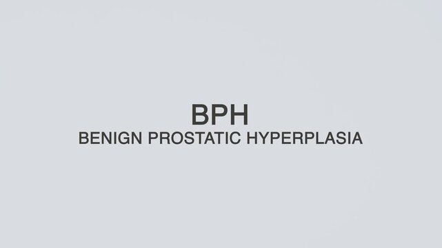 BPH Benign Prostatic Hyperplasia word diagnosed with hand holding stethoscope on white background, symbolizing urological health, diagnosis, treatment, and medical awareness
