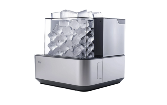 Crystal-Clear Ice Production in a Small Appliance on white background