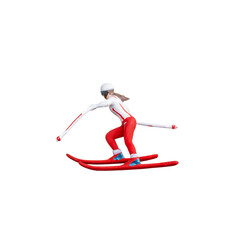 Obraz premium Miniature skier figure standing alone on white background with clean clipping path