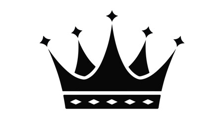 Minimal black crown icon isolated on white background, royal symbol vector illustration for luxury branding, monarchy, or design use