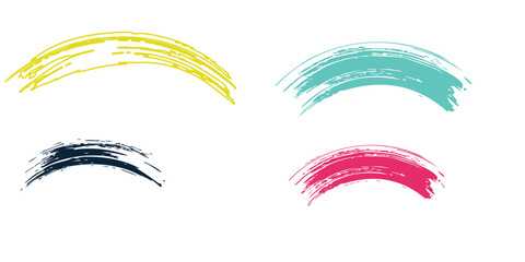 Brush strokes vector. yellow, blue, dark blue, backgrounds. Colorful set of text boxes. Paintbrush collection. Dirty brush texture banners. Rectangular painted objects.eps8