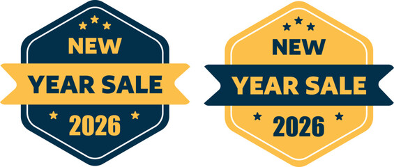 New Year Sale 2026 Badge Vector Set For Retail Promotions And Online Marketing Campaigns