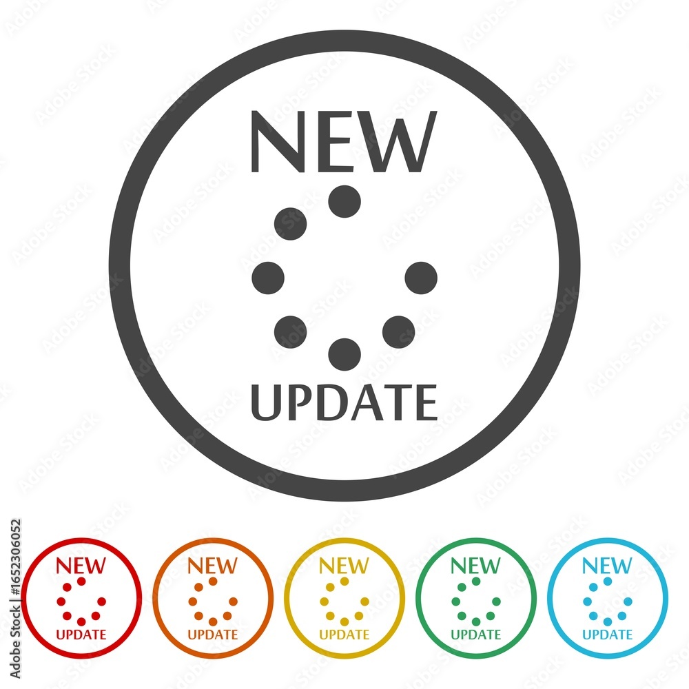 Poster new update icon. set icons in color circle buttons