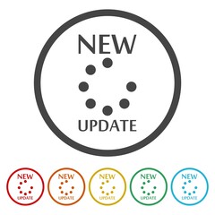 Fototapeta premium New update icon. Set icons in color circle buttons