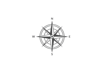 Gray Compass Rose on Black Background isolated on transparent background