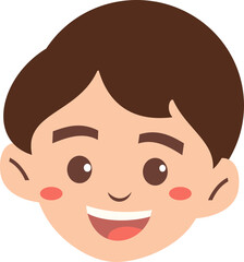 A Cute Cartoon Headshot of a Young Boy with a Big Smile and Cheerful Expression