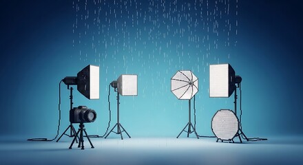 Professional photographic studio equipment setup for product photography session
