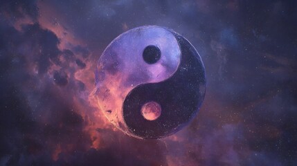 Yin yang symbol set against a backdrop of space.