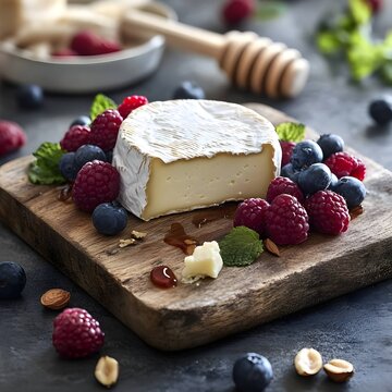 Nutritious dessert with berries and cheese
