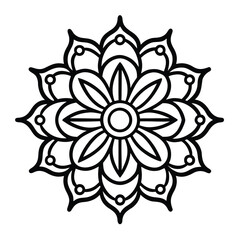 Black and White Mandala Flower Design