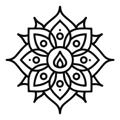 Black and White Mandala with Flame Symbol