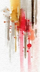Abstract watercolor painting with vertical streaks of color