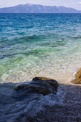 Coastal landscape with turquoise sea and rocks. Adriatic Sea in the morning, Croatia. 