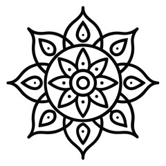 Intricate Black and White Mandala Design with Floral Elements